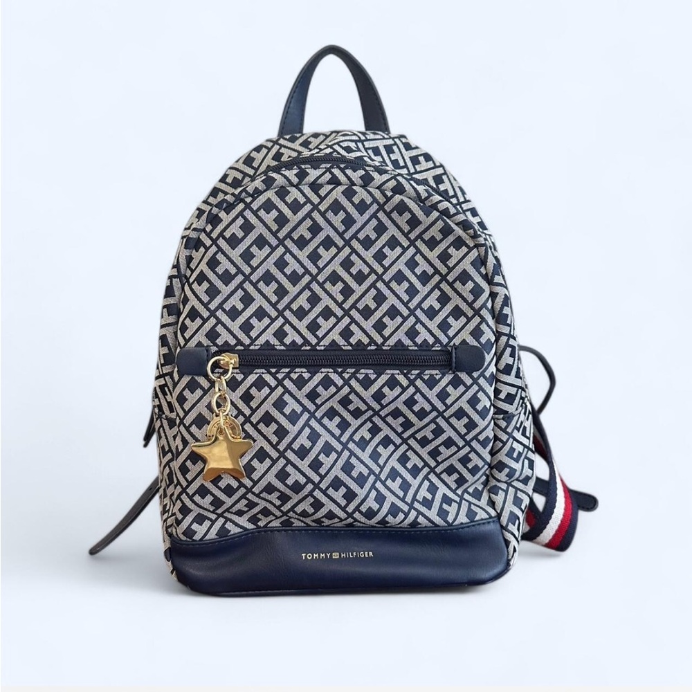 Tommy Hilfiger Navy and White Patterned Backpack